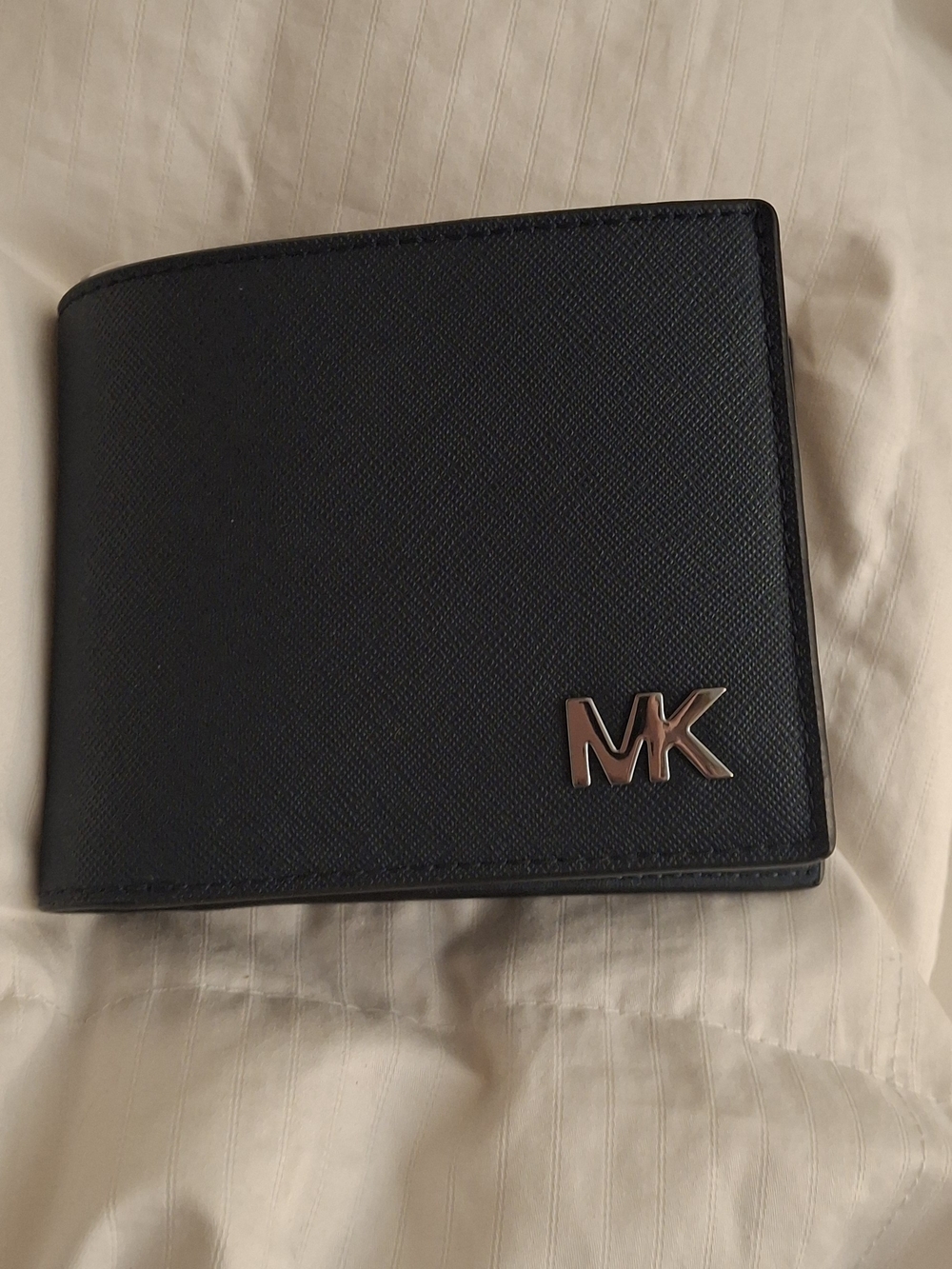Michael Kors NAVY Leather Bi-Fold Wallet with MK Logo